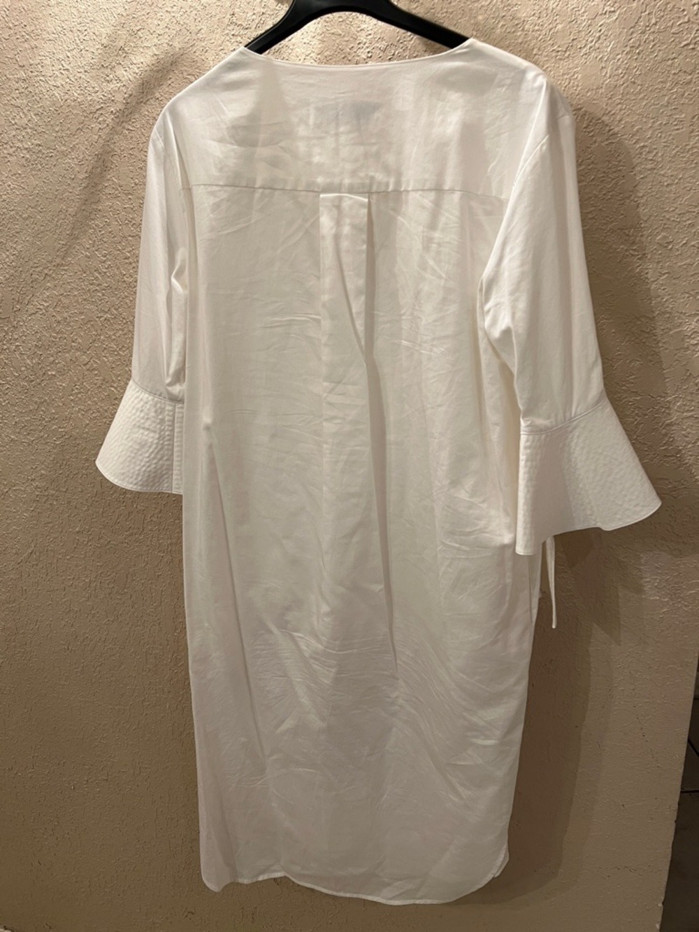 ANOUK White Cotton Peplum Bell Sleeve Dress Size S Boutique - EUC - Picture 3 of 8